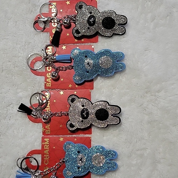 Sparkling Bear Bag Charm/Keychain Set - Black Or Blue.  Pick One. - Picture 4 of 4